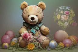 line art, watercolor wash, ( patchwork teddy bear sitting amongst flowers and balloons) brian froud style, carl larsson style, colourful palate, perfect composition, detailed background by daniel_merriamn summers day, studio photo, intricate details, highly detailed highly detailed elegant studio lighting intricate beautiful award winning crisp quality colourful very cute Daniel Merriam Daniel Gerhartz midjourney quality