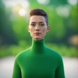 head floating green screen clothes, green neck,bokeh like f/0.8, tilt-shift lens 8k, high detail, smooth render, down-light, unreal engine