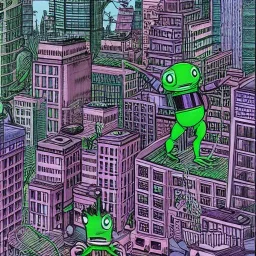 plankton like kaijus detroying a city by jim woodring