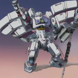 mecha with tracks for a tank. His body is armor and his hands are machine guns. The robot head has glass and the driver is an animal