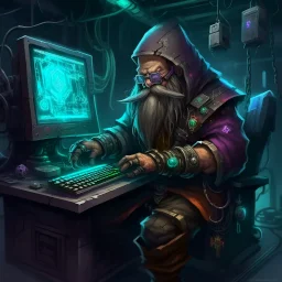 Necromancer Cyber Punk Dwarf, hacking a computer that controls time