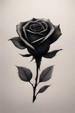 Minimalist ink color pencil and charcoal drawing of a dark rose