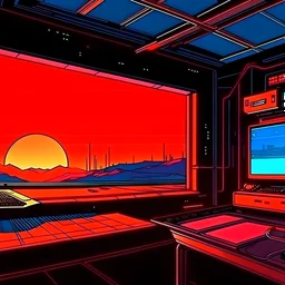 cyberpunk retro futuristic empty space for comics from far away