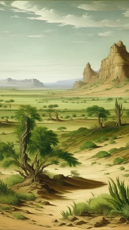 A green desert near a Karoo painted by Michelangelo di Lodovico Buonarroti Simoni