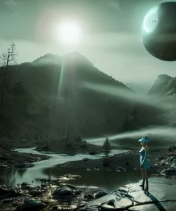 Ultra Realistic retro sci-fi 1960 scene, waist up view portrait, blonde woman, sweet young Marilyn Monroe face, perfect iris, tight latex coat, alien planet background, tight style, steel sphere dron levitating, fog, rain, soft color, highly detailed, unreal engine 5, ray tracing, RTX, lumen lighting, ultra detail, volumetric lighting, 3d, finely drawn, high definition, high resolution.