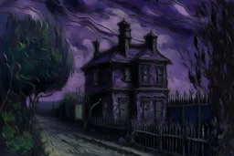 A dark purple paranormal penitentiary painted by Claude Monet