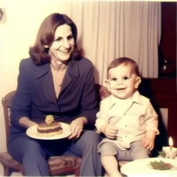 A mother sits on a chair and looks at her son with a smile and lots of love, digital art, real, cinematic high quality, high resolution,