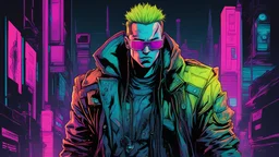 medium shot, vertical shading, centered image, super-detailed illustration of a cyberpunk hero, neon clothes, posing image, (notepad colors), ink punk, ink lines, clear contours, MSchiffer drawing, bold lines, no frame, high contrast, (vertical shading: 1.1), vector, 32 KB resolution, the best quality, smooth colors, even ligh