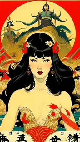 Betty Page art from japanese style 1900 movie. psicodelia.