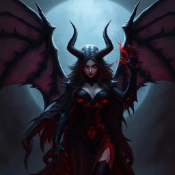 female demon, dark fantasy, realism, stylised,