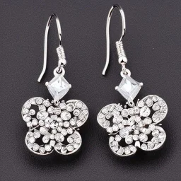 crystal flower earrings, highly detailed, intricate, photorealistic