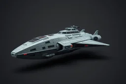 spaceship, sci fi, looks like a boat, model, 3d