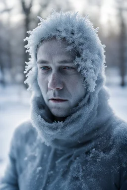 покрытый человек инеем
