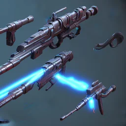 Alien rifle that shoots tentacles to pull the enemy closer