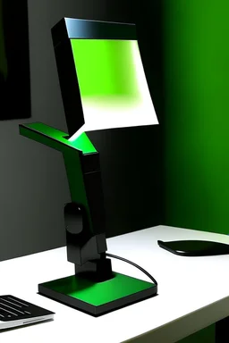 gaming table lamp inspired by knife, modern design, black and green color