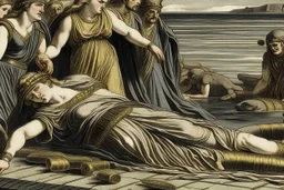 Agrippina reached the shore, Nero's men awaited her, and they mercilessly stabbed her to death