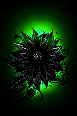 black flower VECTOR illustration defined and detailed with green background