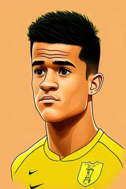 Philippe Coutinho Brazilian football player ,cartoon 2d