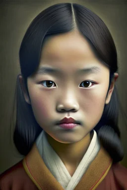 portrait of a chinese girl 11 years old, modern photography