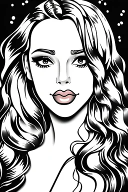 pinup girl, in the style of coloring page, no color, beautiful face, white background, realstic, beautiful face, line art, clear line art, full body
