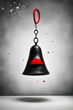 The month of December as a bell in black and white with a splash of red.