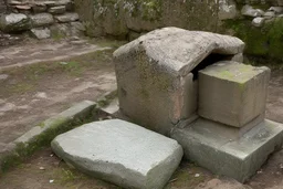 restos de las piedras de una iglesia almacenados para catalogar