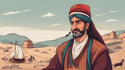 Ottoman era. Cizîra Botan. animated history. vector. cartoon. Digital painting. minimal, les color. character. Vector, Kurdish. color. minimal