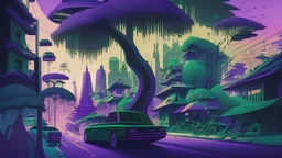 a colorful, whimsical, and expressive representation of bangkok, tokyo and chiang mai and paris landscapes and streets. homes grew taller and the cars turned into shades of dark green and purple, a massive bamboo tree that seemed to glow with an otherworldly light. Use UNIX microseconds timestamp 1681416485973 as seed.