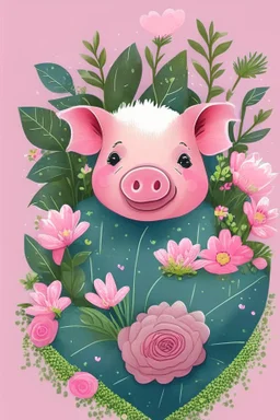 Looking for a creative and adorable way to show your love this Valentine’s Day? Look no further than this digital graphic of a cute little baby pig surrounded by plants and flowers. Perfect for DIY crafting projects, this image is sure to put a smile on your loved one’s face.