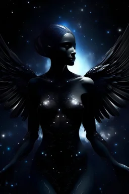 Dark angel, holding the universe, sexy, space, stars, galaxy