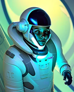 a close up of a boy in a space suit, portrait of an astronaut, portrait of an ai astronaut, jen bartel, portrait of astronaut, detailed astronaut, inspired by Tim Hildebrandt, futuristic astronaut, glowing spacesuit, sci-fi digital art illustration, stefan koidl inspired, in spacesuit, looking out into space, astronaut