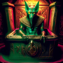 The legendary Anubis in his sarcophagus