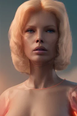 Ultra Realistic retro sci-fi scene, waist up view portrait, blonde woman, sweet young Kim Basinger face, perfect iris, glow eyes, makeup. Saturn background, Retro sci-fi style, helmet, tight latex coat, fog, rain, soft color, highly detailed, unreal engine 5, ray tracing, RTX, lumen lighting, ultra detail, volumetric lighting, 3d, finely drawn, high definition, high resolution.