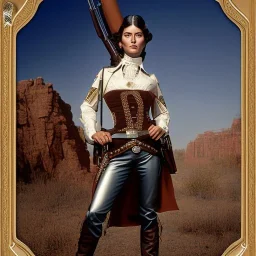 sepia photo of female western outlaw wearing holster and gunbelt around her waist and bandolier across chest, 1800s, 8k, high-quality, ultra-fine detail, Brian Froud, Howard Lyon, Alfredo Rodriguez, Jack Sorenson, G. Harvey, Annie Stokes, Lilyan Tashman, Lousie Klement, Greg Rutowski