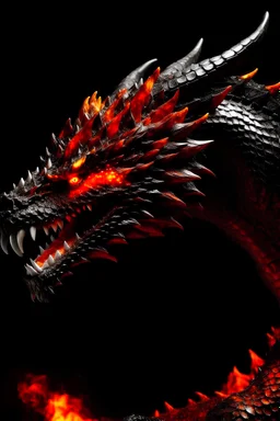 A breathtaking Lord Of The Rings like dragon with glossy black scales that gleam in the firelight. Infernoscale's eyes burn like molten lava, a fierce and intense shade of fire red. Towering and majestic, this formidable creature exudes a sense of power, ready to unleash its fiery wrath upon any who dare to challenge it.