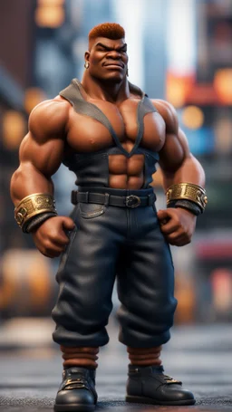 black hunk Abobo from double dragon ,bokeh like f/0.8, tilt-shift lens 8k, high detail, smooth render, down-light, unreal engine, prize winning