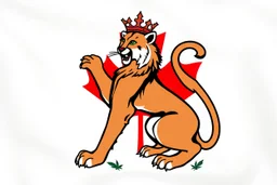 a canadian cougar in a royal lion position like on flags or crests, vector