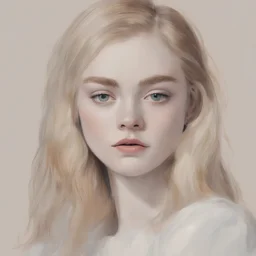 Elle fanning in the style of René Gruau