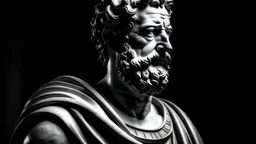 Marcus Aurelius, Stoic, greek, black and white, dark, greek background