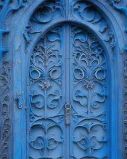 photo of a blue gothic gate,intricate details