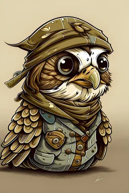 Cartoon side (emoji) of a beautiful Military Sparrow wearing a jacket , drawn by leonardo davinci