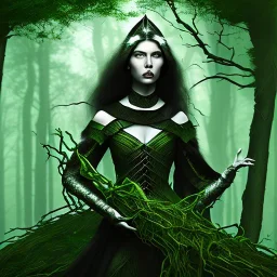  Woman witch in the dark forest