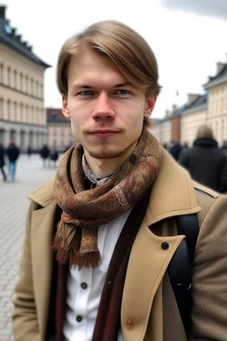 a 24 years old man at University in denmark in fancy clothes