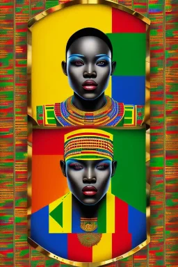 cyclone head in Kente portrait, cinematic, ghana flag, african pattern, engraved, 8k quality