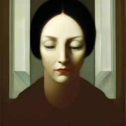 portrait of woman with a window inside her forehead