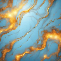 Hyper Realistic Light-Blue & Golden marble background with glowing embers & vignette effect