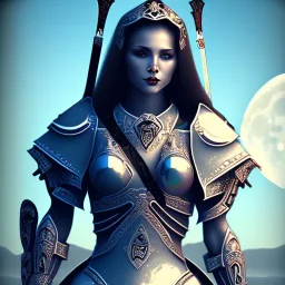 lady warrior top with blade under the Moon