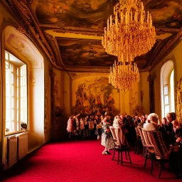 Celebration in a schloss, austrian people, ledherhosen, Austrian aesthetic, warm colors, wooden floor, forest green walls, chiaroscuro, 8k, HD, cinematography, photorealistic, Cinematic, Color Grading, Ultra-Wide Angle, Depth of Field, hyper-detailed, beautifully color-coded, insane details, intricate details, beautifully color graded, Cinematic, Color Grading, Editorial Photography, Depth of Field, DOF, White Balance, 32k, Super-Resolution, Megapixel, ProPhoto RGB, VR, Halfrear Lighting