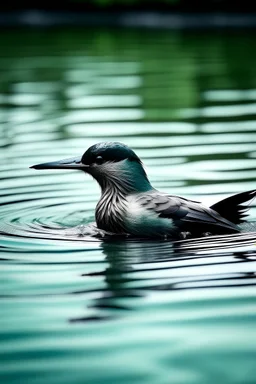 A bird is swimming