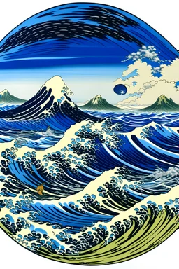 A beach near a whirlpool painted by Katsushika Hokusai